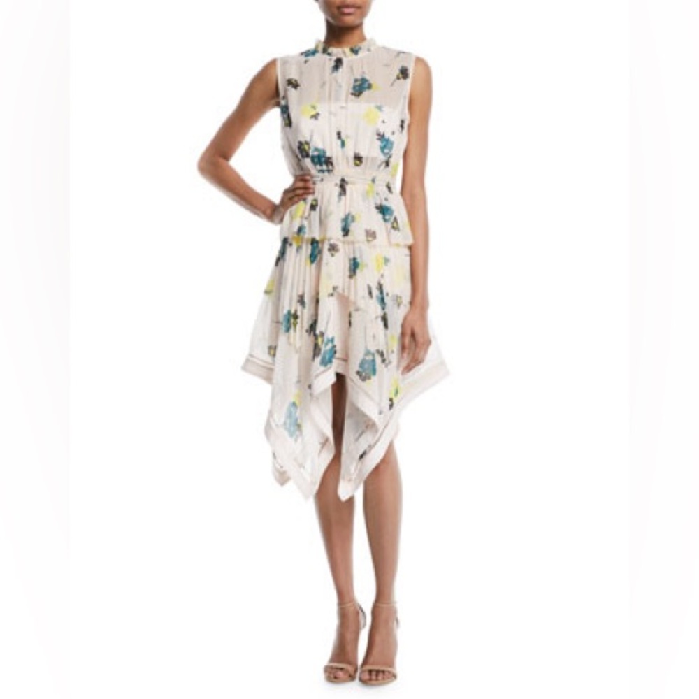 Self-Portrait Asymmetric Graphic Floral-Print Dress